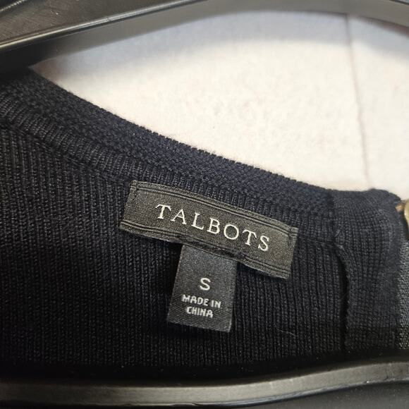 Talbots Black Knit Drop Waist Pleated 3/4 Sleeve Midi Dress - Picture 4 of 8